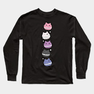 Genderfluid Pride Flag Month Cute Cat Kawaii Macaron Long Sleeve T-Shirt